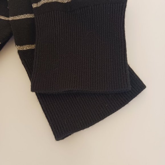 Halogen x Atlantic-Pacific Women's Black-Silver Pearled Stripe Sweater Size S - Picture 6 of 12